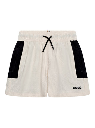 Badeshorts mit Logo - Hell Beige