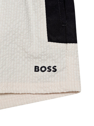 Badeshorts mit Logo - Hell Beige