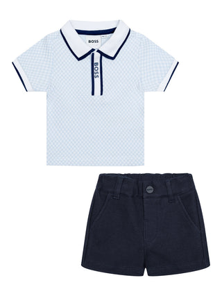Set aus Poloshirt & Shorts - Hellblau
