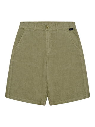 Bermudashorts aus Leinen - Olivgrün