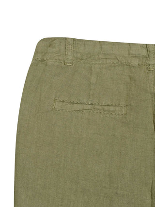 Bermudashorts aus Leinen - Olivgrün