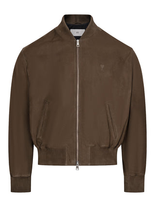 Khakifarbene Wildlederjacke