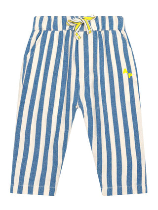 Gestreifte Hose aus Denim - Blau/Ecru
