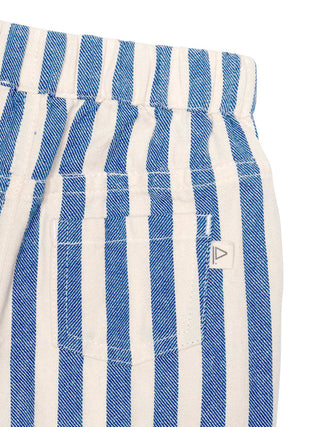 Gestreifte Hose aus Denim - Blau/Ecru