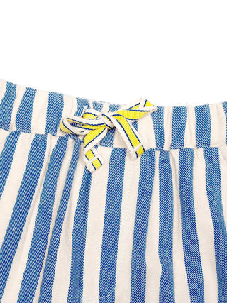 Gestreifte Hose aus Denim - Blau/Ecru