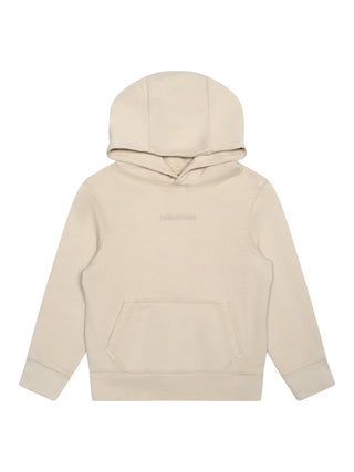 Kapuzensweatshirt mit Logo-Stickereien - Beige