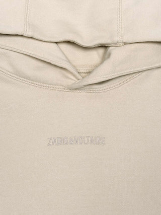 Kapuzensweatshirt mit Logo-Stickereien - Beige