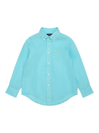 Button-Down-Hemd aus Leinen - Hellblau