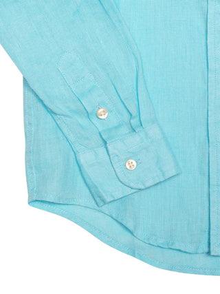 Button-Down-Hemd aus Leinen - Hellblau