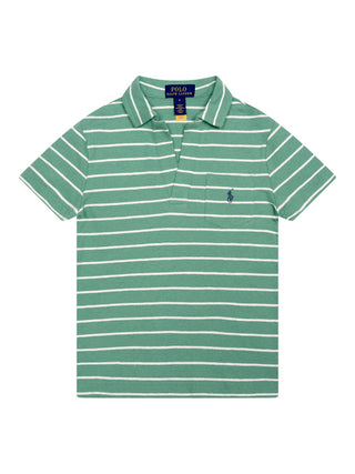 Gestreiften Poloshirt mit Logo - Grün/Weiß