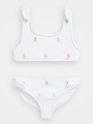 Bikini mit Big Pony Stickereien - Weiß
