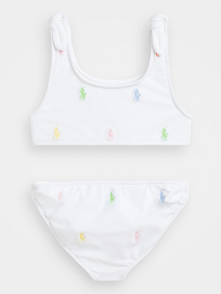 Bikini mit Big Pony Stickereien - Weiß