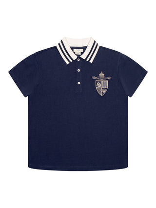 Polo Shirt mit Logo-Patch - Navy
