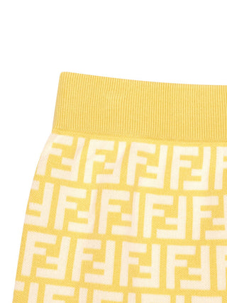 Strickrock mit Allover-FF-Monogramm - Gelb