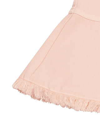 Jeansrock mit Fransen-Details - Rosa