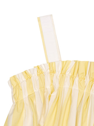 Gestreiftes Trägerkleid mit Blumen-Print - Gelb