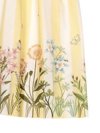 Gestreiftes Trägerkleid mit Blumen-Print - Gelb
