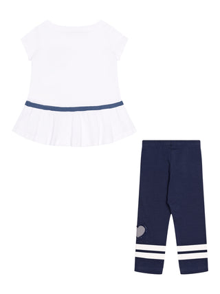 Set aus Shirt & Leggings im maritimen Stil - Marine/Weiß