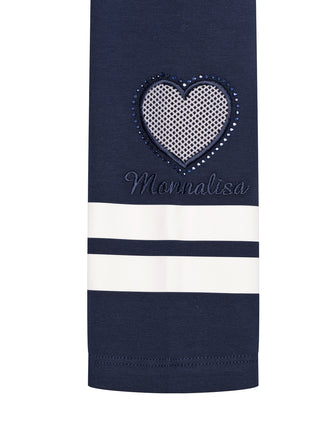 Set aus Shirt & Leggings im maritimen Stil - Marine/Weiß