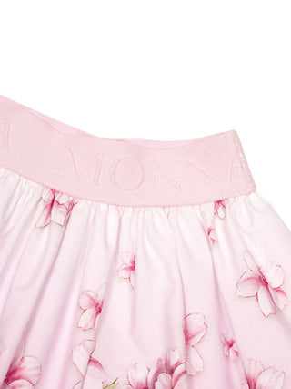 Ausgestellter Rock mit Blumen-Motiv - Pink/Rosa