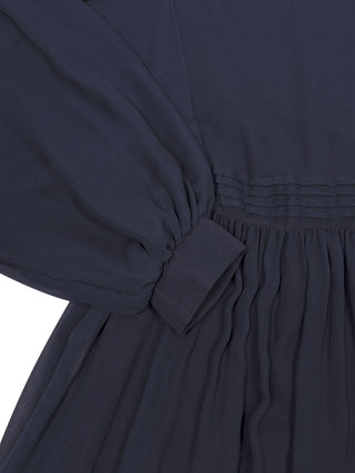 Besticktes Seidenkleid - Navy