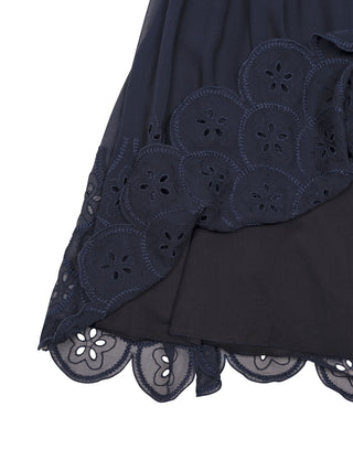 Besticktes Seidenkleid - Navy