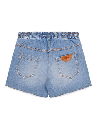 Jeanshorts mit Fransen - Blau