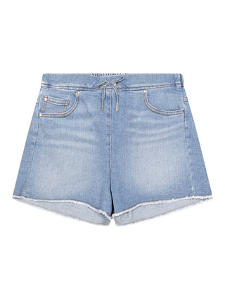 Jeanshorts mit Fransen - Blau