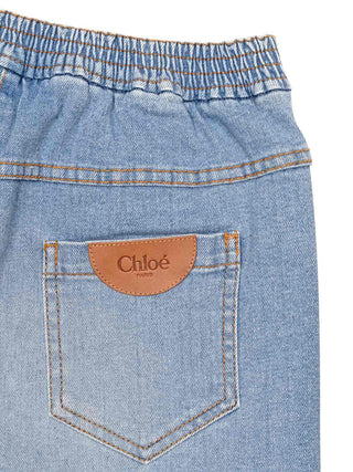 Jeanshorts mit Fransen - Blau