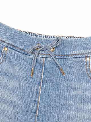 Jeanshorts mit Fransen - Blau