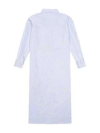Gestreiftes Hemdblusenkleid - Blau/Weiß