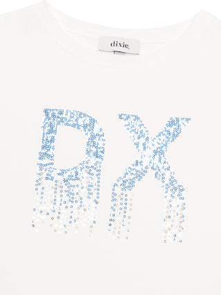 T-Shirt mit Pailletten-Logo - Weiß