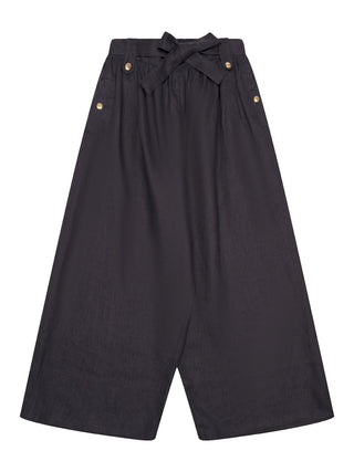 Leinenhose mit Zierknöpfen - Marine