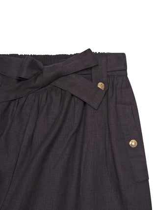Leinenhose mit Zierknöpfen - Marine