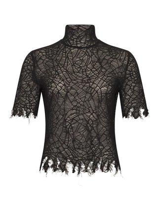 Gestricktes Top aus Spinnennetz-Spitze
