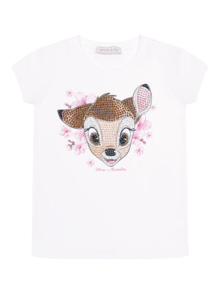 T-Shirt mit Bambi-Disney-Strassstein-Motiv - Weiß