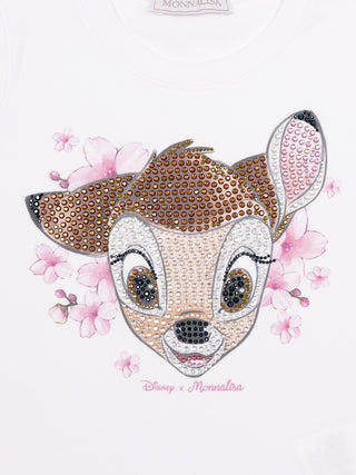 T-Shirt mit Bambi-Disney-Strassstein-Motiv - Weiß