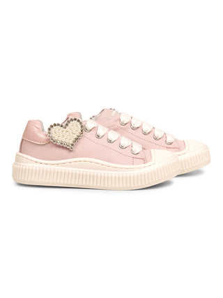 Ledersneaker mit Herz - Rosa