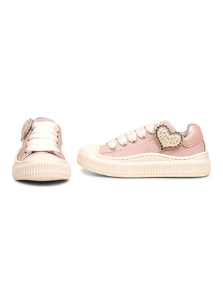 Ledersneaker mit Herz - Rosa