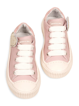 Ledersneaker mit Herz - Rosa