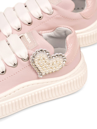 Ledersneaker mit Herz - Rosa