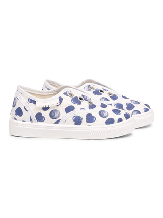 Canvas-Sneaker mit Herz-Print - Weiß/Blau