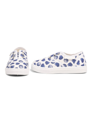 Canvas-Sneaker mit Herz-Print - Weiß/Blau