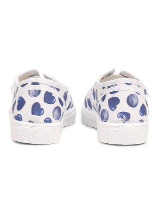 Canvas-Sneaker mit Herz-Print - Weiß/Blau