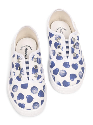 Canvas-Sneaker mit Herz-Print - Weiß/Blau