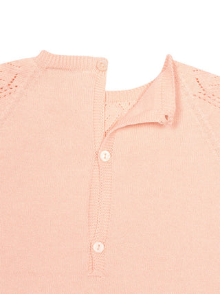 Gestrickter Kurzarmpullover aus Bio-Baumwolle - Rosa