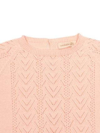 Gestrickter Kurzarmpullover aus Bio-Baumwolle - Rosa