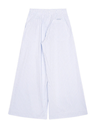 Gestreifte Hose mit weitem Bein - Blau/Weiß