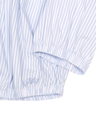 Gestreifte Bluse mit Puffärmeln - Blau/Weiß