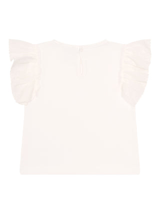 Shirt mit kurzen Rüschenärmeln - Weiß